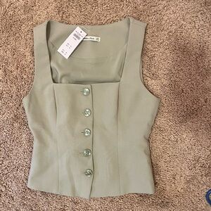 Abercrombie & Fitch Women's Green Button-Down Top